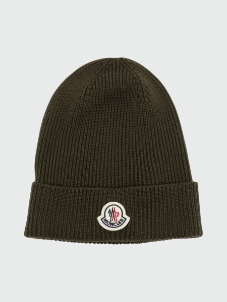 Moncler - Gorro de lana con logo Verde
