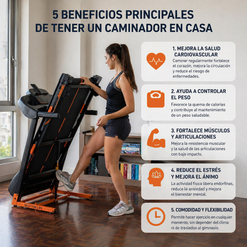 Caminador Athletic 610t Plus Motor 2hp Velocidad Hasta 16km Negro