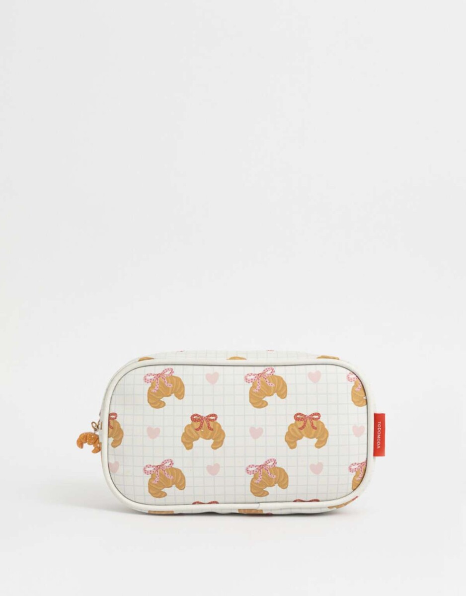 Cartuchera Estampada Croissant - Rosa Claro 