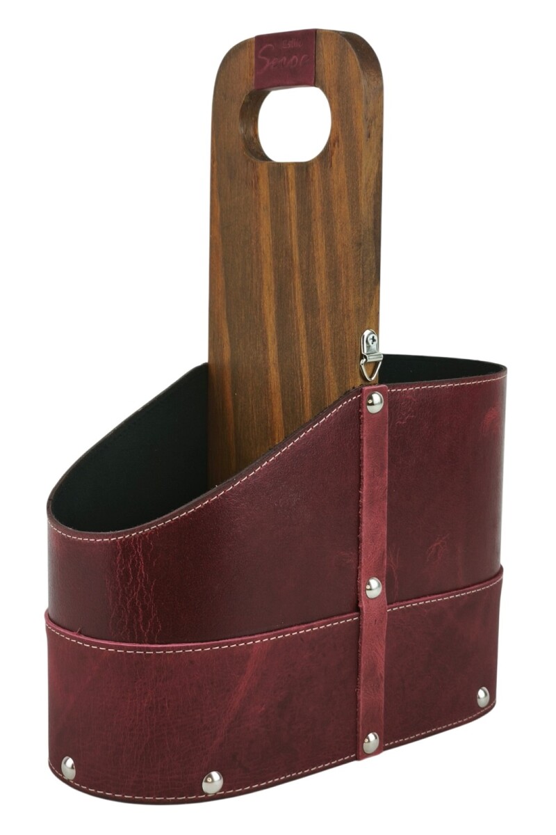 Matera de Cuero Vacuno Legítimo con Estructura Integral de Madera Bordo