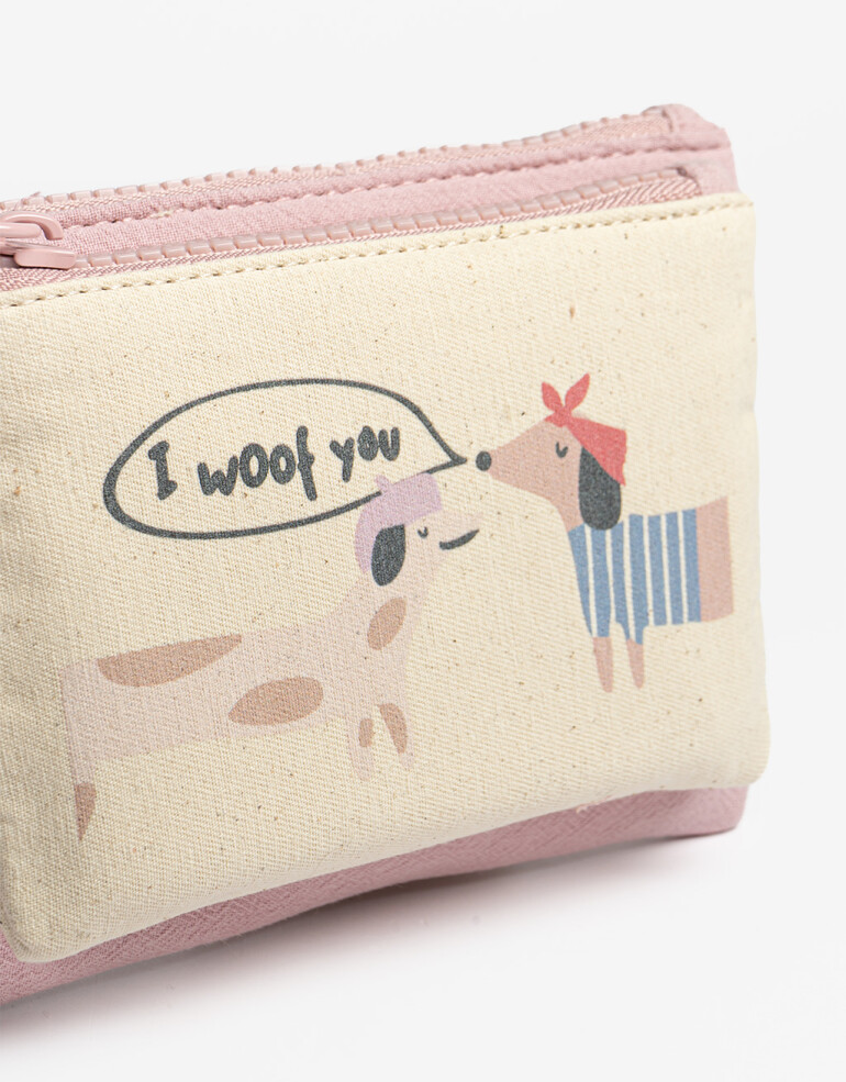 Monederos Monedero Doble Estampado - Rosa Claro
