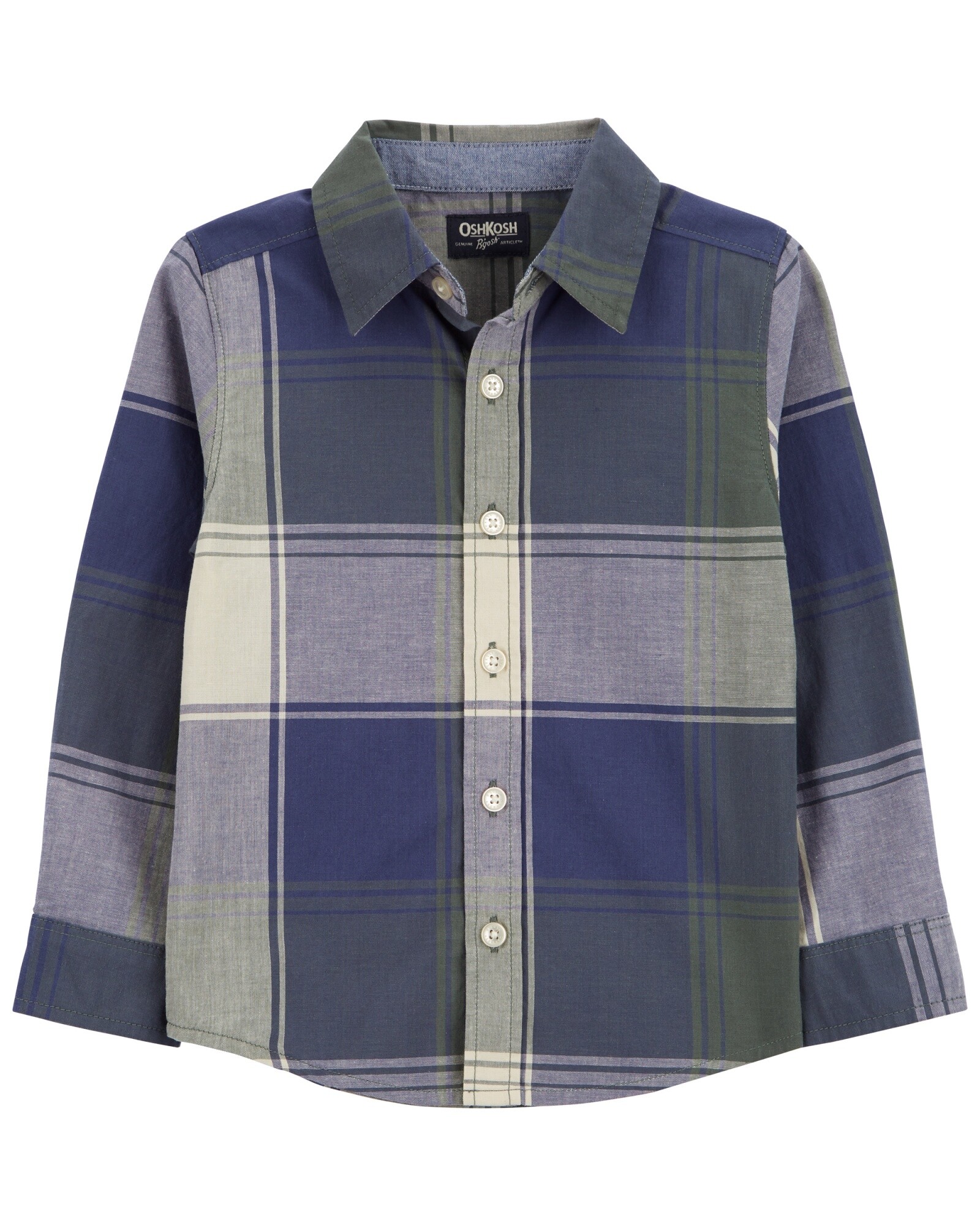 Camisa de algodón mangas ajustables y diseño a cuadros. Talles 2-5T Sin color