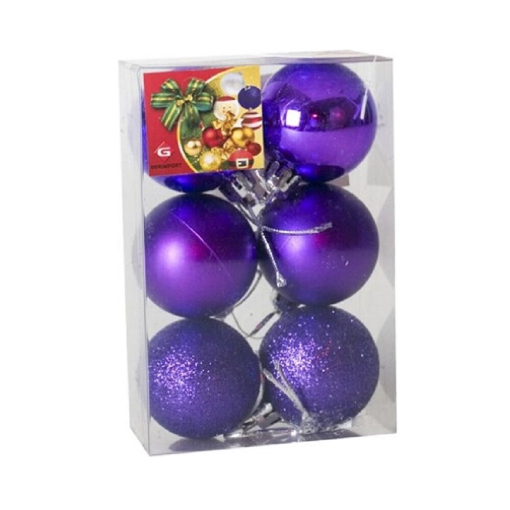 Esferas Navideñas Púrpura 4 cm – Caja x6 GE CAJA 6 BOLAS DE NAVIDAD PURPURA 4CM 3 STD