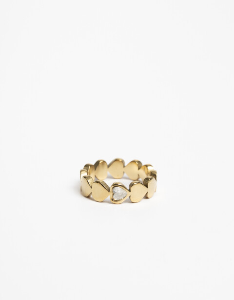 Anillos Chicos Strass Anillo Acero Corazón - Dorado