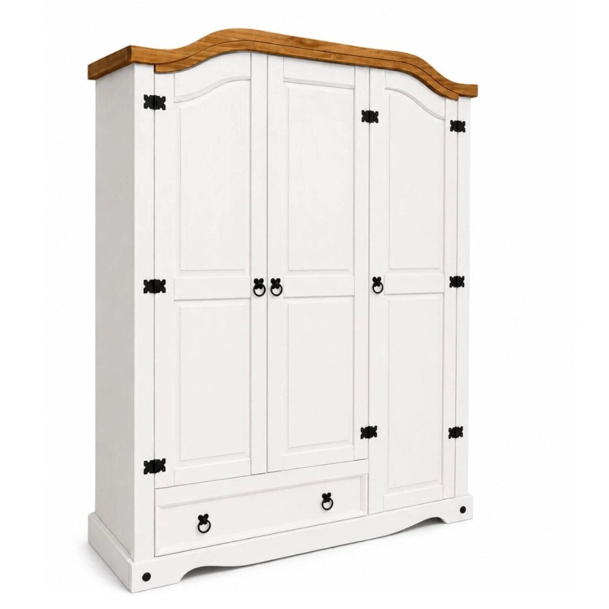ROPERO 3 PUERTAS 1 CAJON CURVO RUSTICO BLANCO 