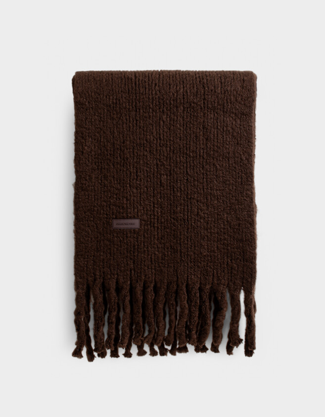 Bufandas Clasico Bufandas Con Flecos Trenzados - Marron Oscuro