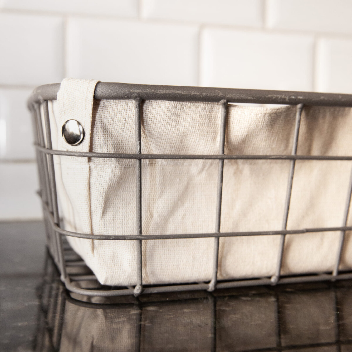Canasto cesto tela hierro 