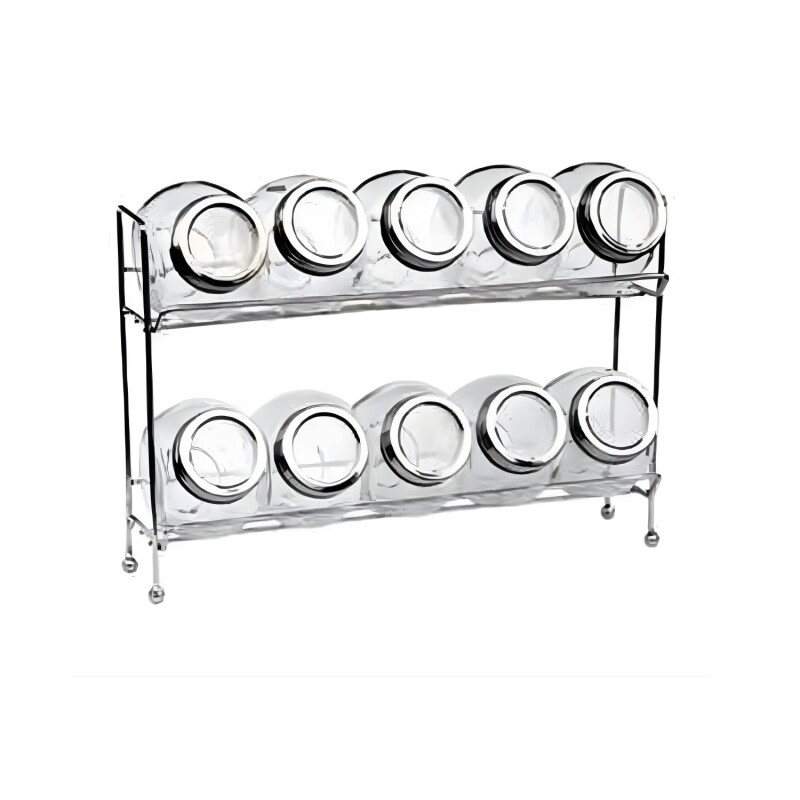 Set x10 especieros de vidrio y soporte metálico Selecta Set x10 especieros de vidrio y soporte metálico Selecta