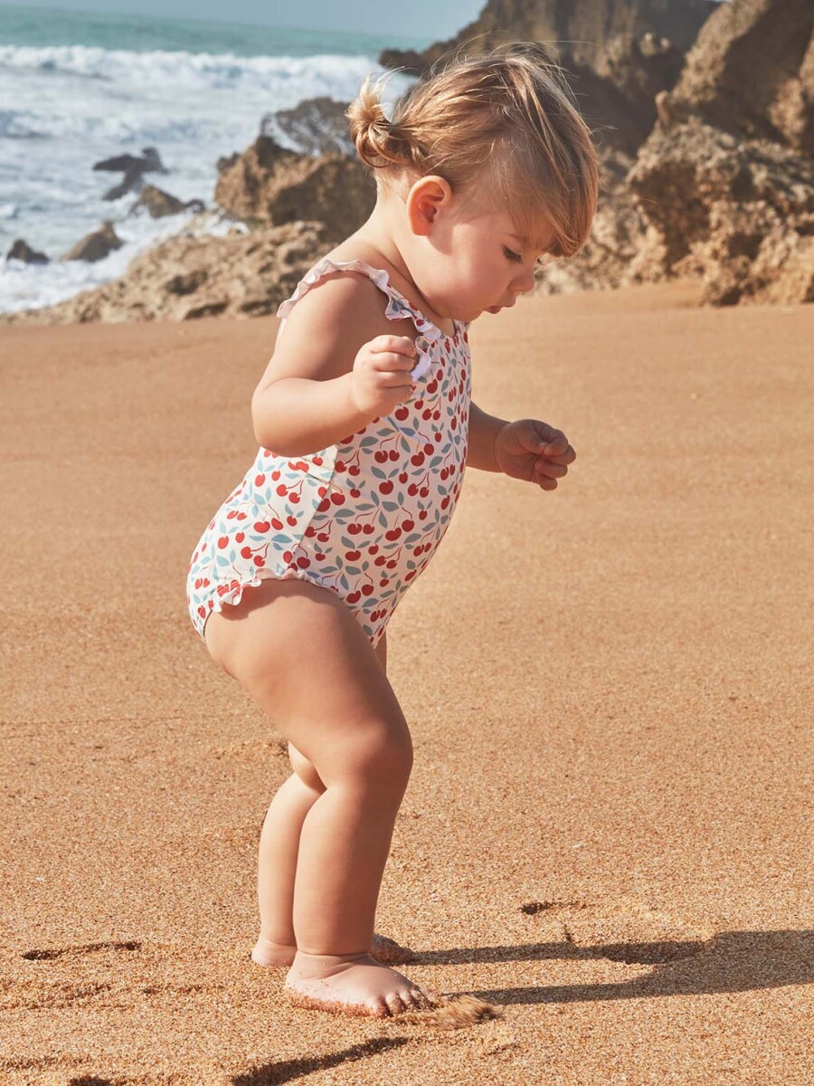 Bañador De Estampado Cerezas Blanco