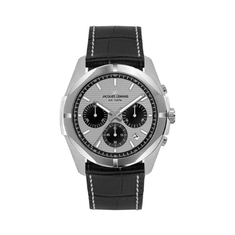 Reloj Jacques Lemans con Malla de Cuero y Esfera Redonda Reloj Jacques Lemans con Malla de Cuero y Esfera Redonda