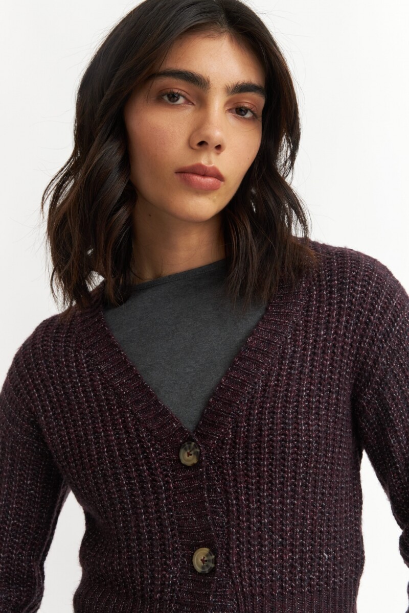 Cardigan con manga balloon BORDO