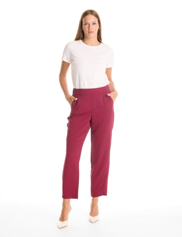 Pantalon Relaxed Fit & Cintura Elástica Posterior BORDEAUX