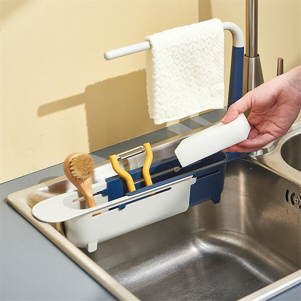 Organizador Extensible Escurridor Base Fregadero Pileta Variante Color Azul