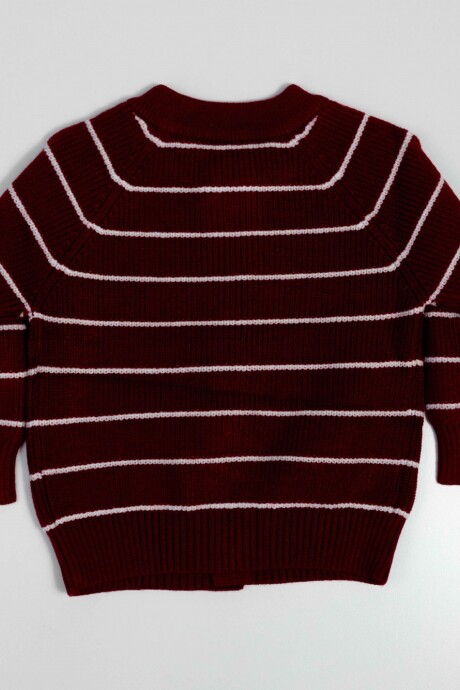Cárdigan rayado Rojo