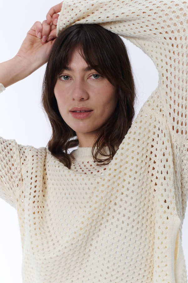 Sweater Tejido Calado Crudo