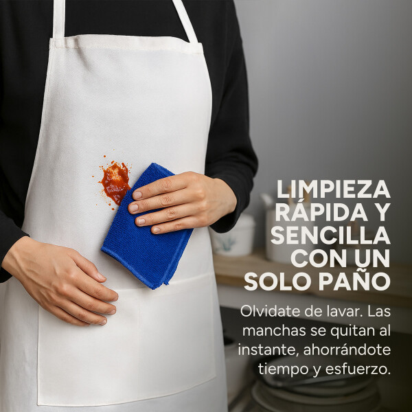 Pack X5 Delantal Cocinero Chef Tela Impermeable Cuero Color Blanco