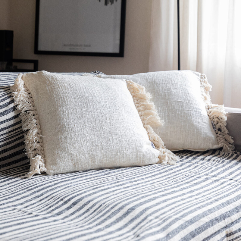 Funda de almohadón algodón marfil 45x45cm