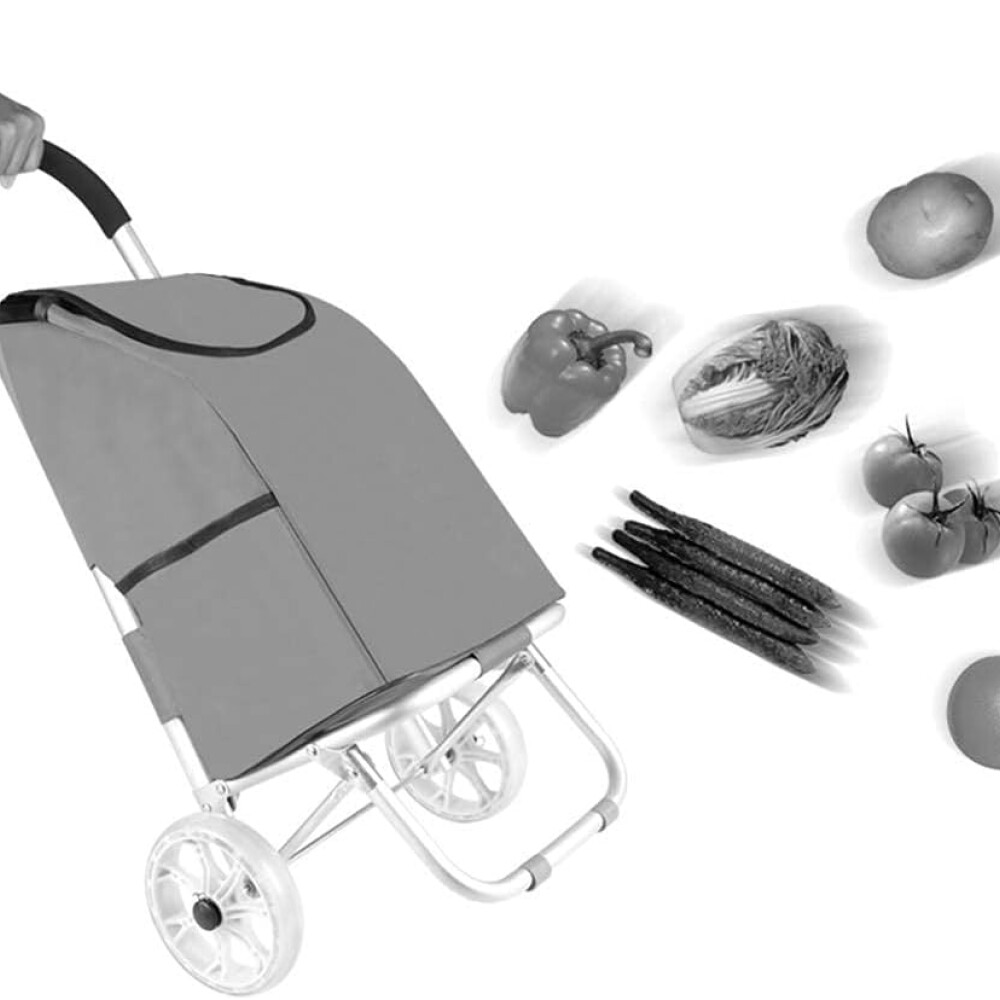 Carrito de Feria Con Ruedas Grandes Gris