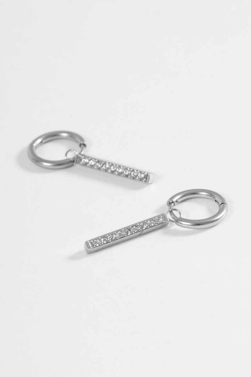 Aros acero con dije strass plateado