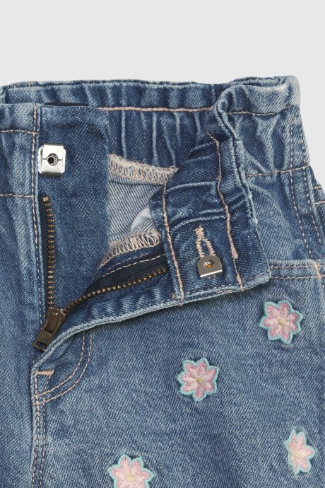 Short De Jean Mom Con Flores Toddler Niña Pink Flower
