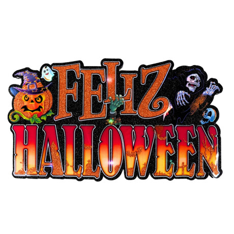 Cartel Feliz Halloween con luz Cartel Feliz Halloween con luz