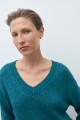Sweater cinta escote V verde petroleo