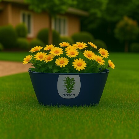 MACETA JARDINERA RECTANGULAR MACCHIA 32CM AZUL