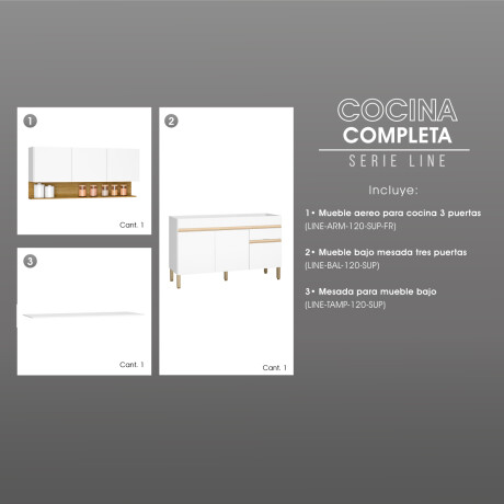 JUEGO COCINA MODULAR REQUIERE ENSAMBLADO MDP LINE BLANCO BLANCO