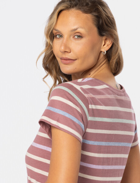REMERA RAYADA Rosado