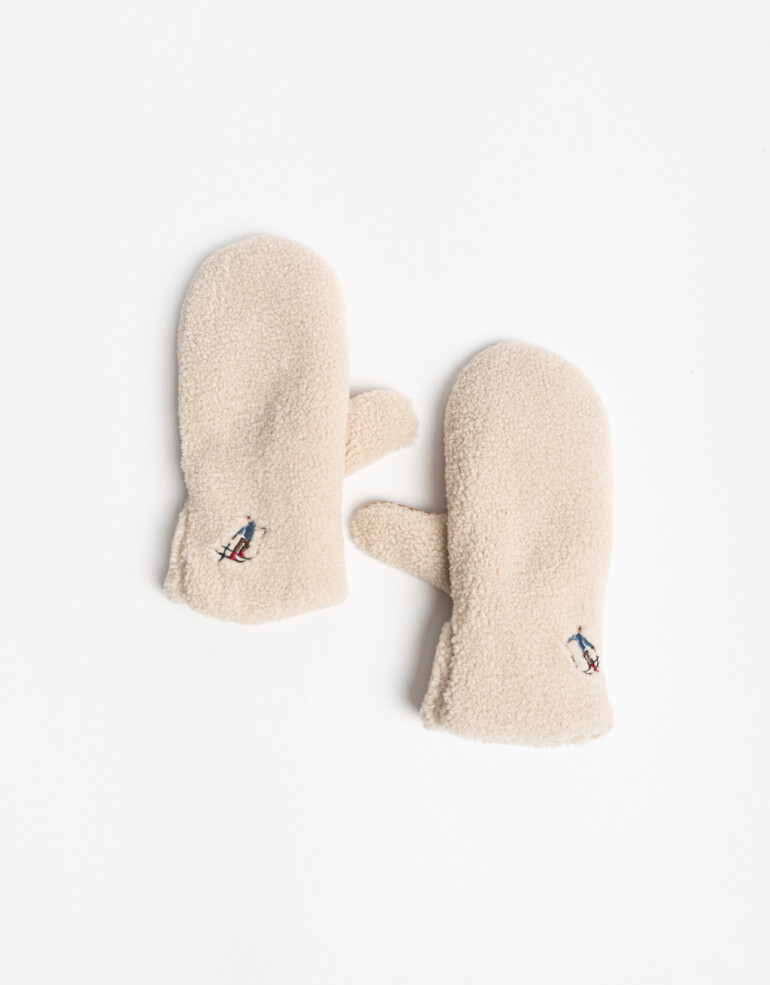Guantes Varios Mitones De Corderito Con Bordado De Esquiador - Combinacion Bicolor