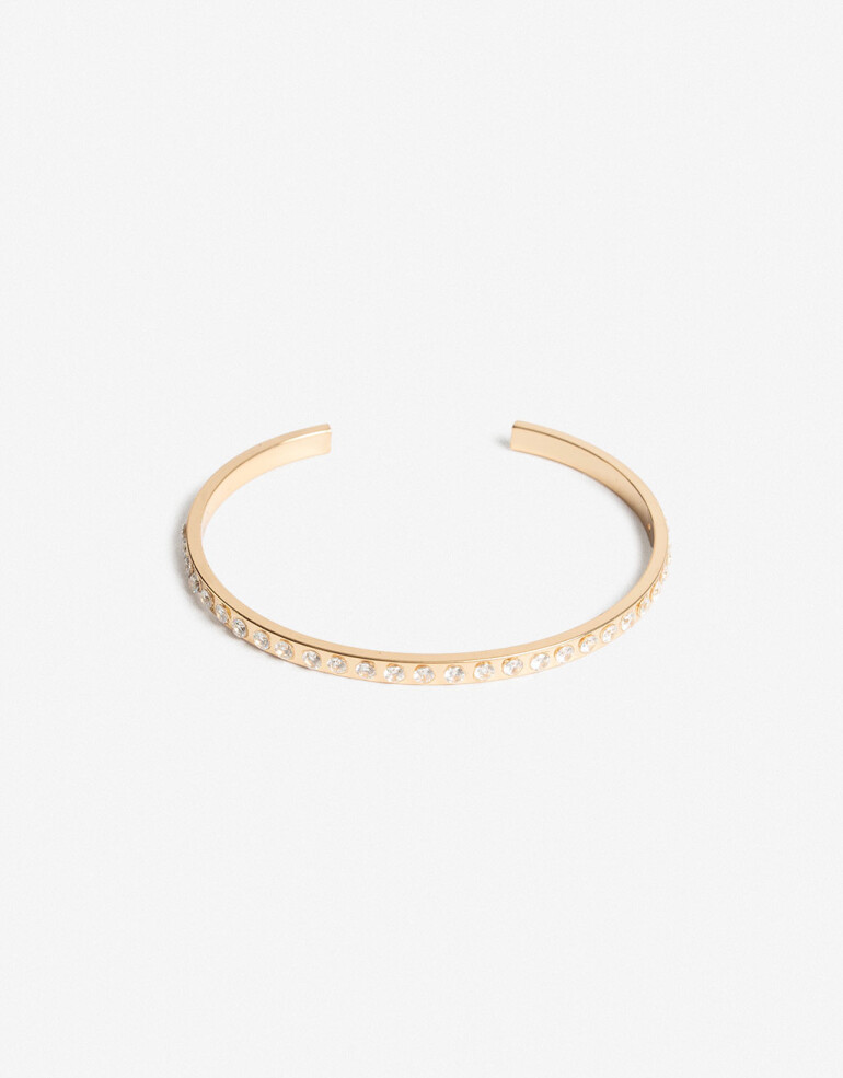 Pulseras Rígidas Strass Pulsera Rígida Con Cubic - Dorado