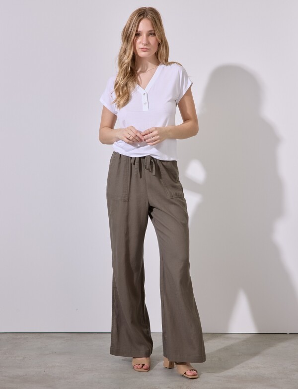 Pantalon Lino Wide OLIVA