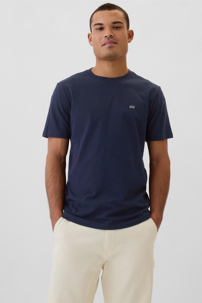 Remera Cuello Redondo Mini Logo Gap Hombre Tapestry Navy