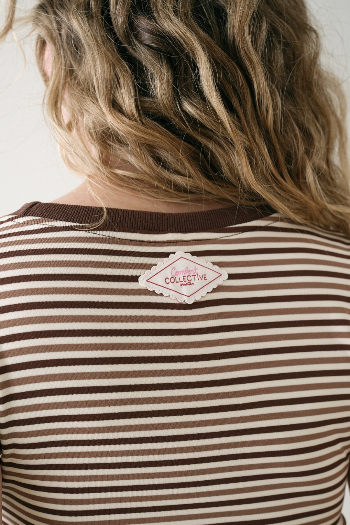 Remera Entallada Algodón Rayado Marron