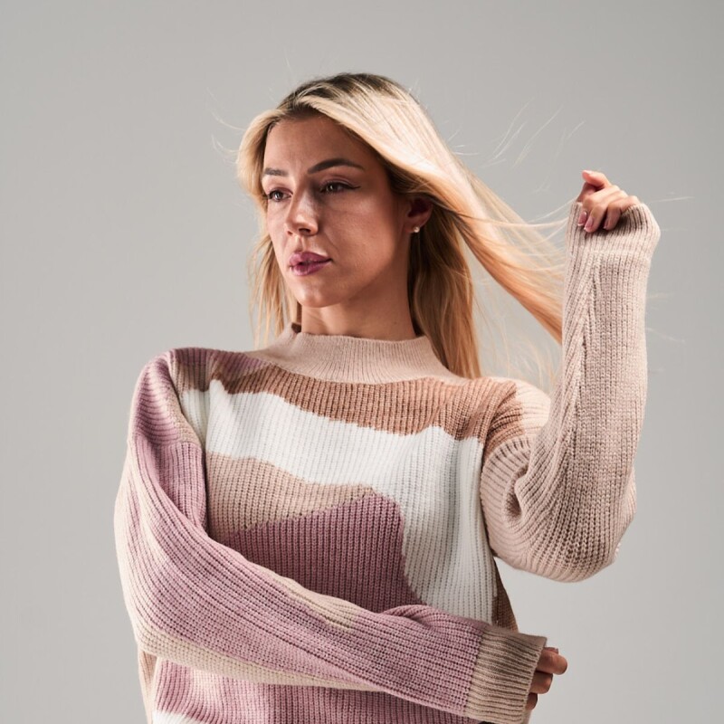 Buzo tejido slowly Beige/pink