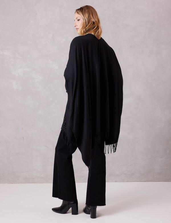 Ruana Brillos Y Perlas NEGRO