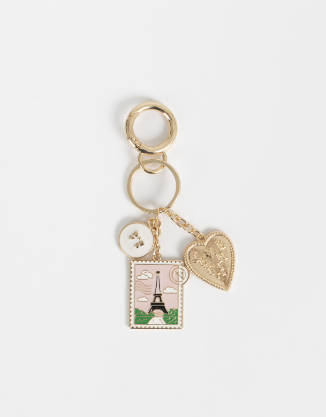 Llavero Metal Llavero Y Charm Multidijes Paris - Dorado