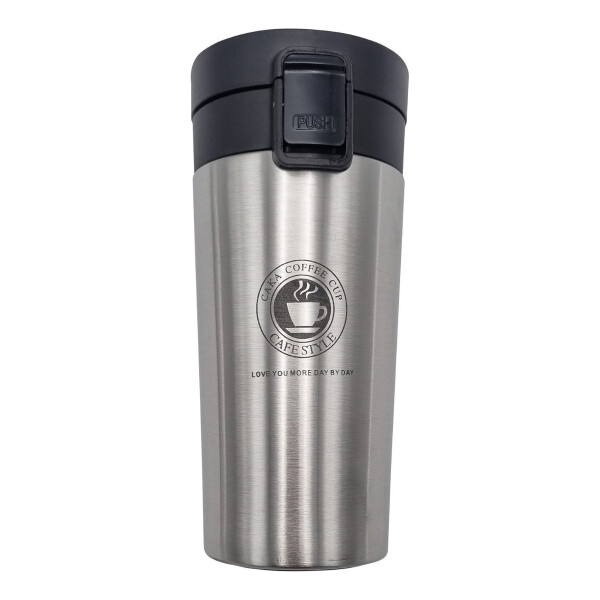 Vaso Térmico 350ml C/ Tapa Abre Facil Cafe Te Agua Y+ Variante Color Plateado