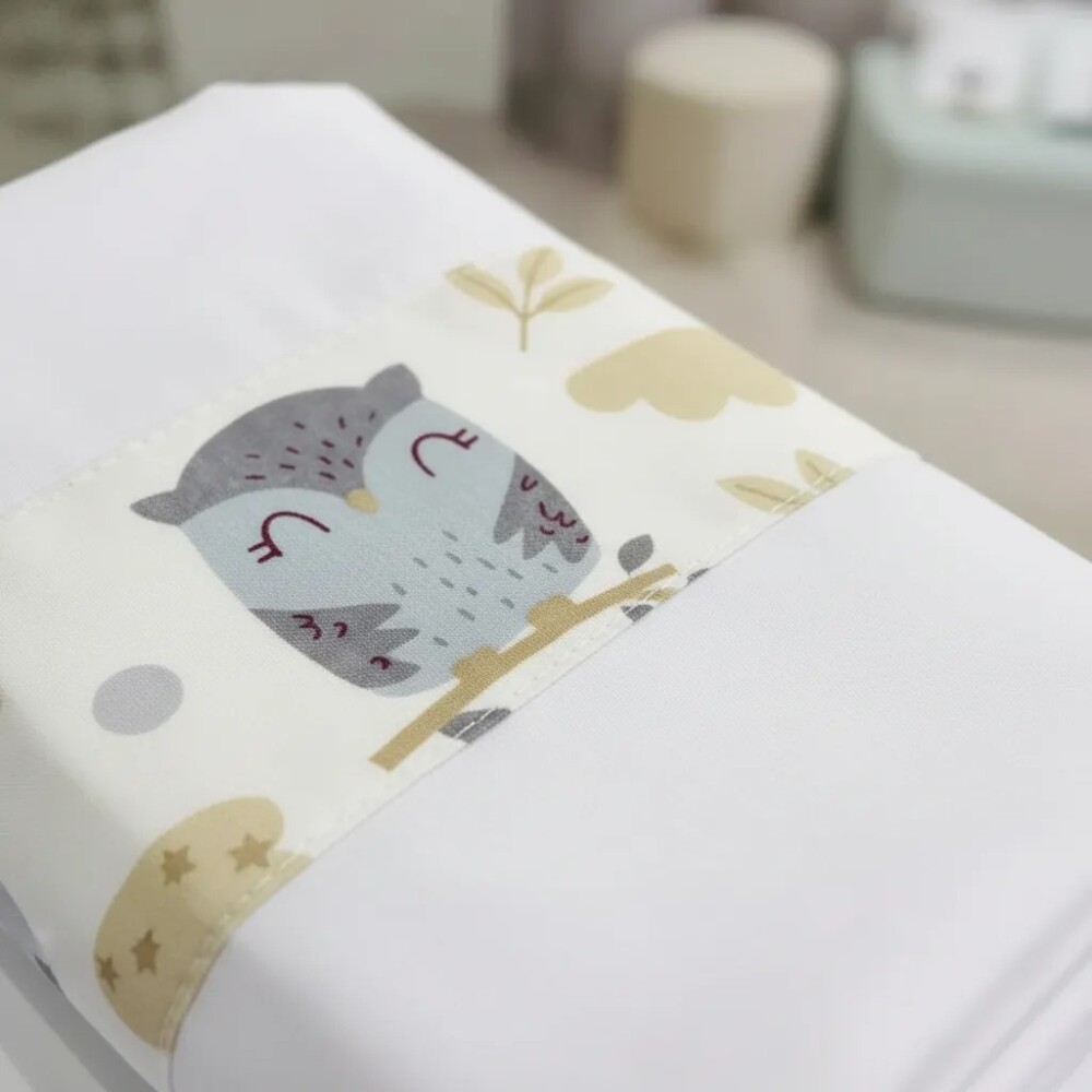 Sabanas minicuna colecho Little Ones buho beige