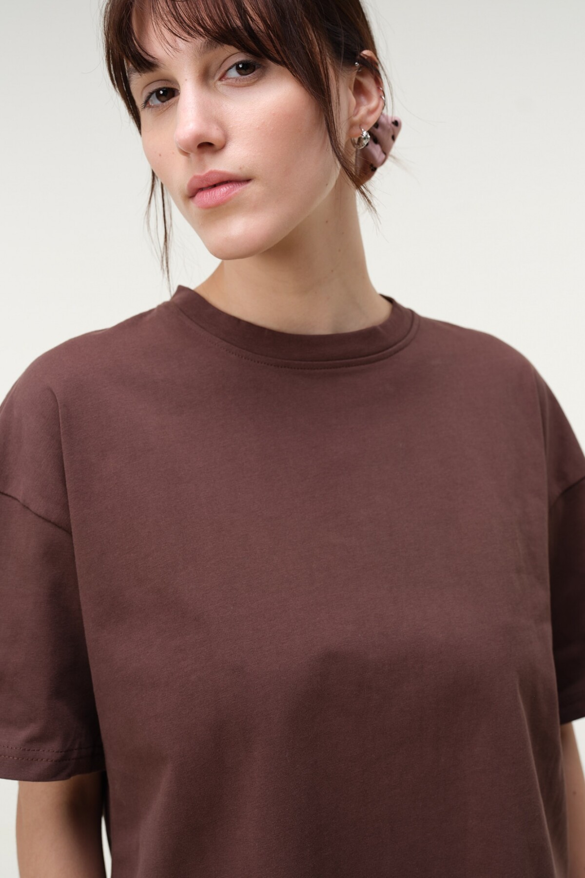 Remera Boxy Algodón Marron