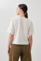 Blusa de broderie con lazos crudo