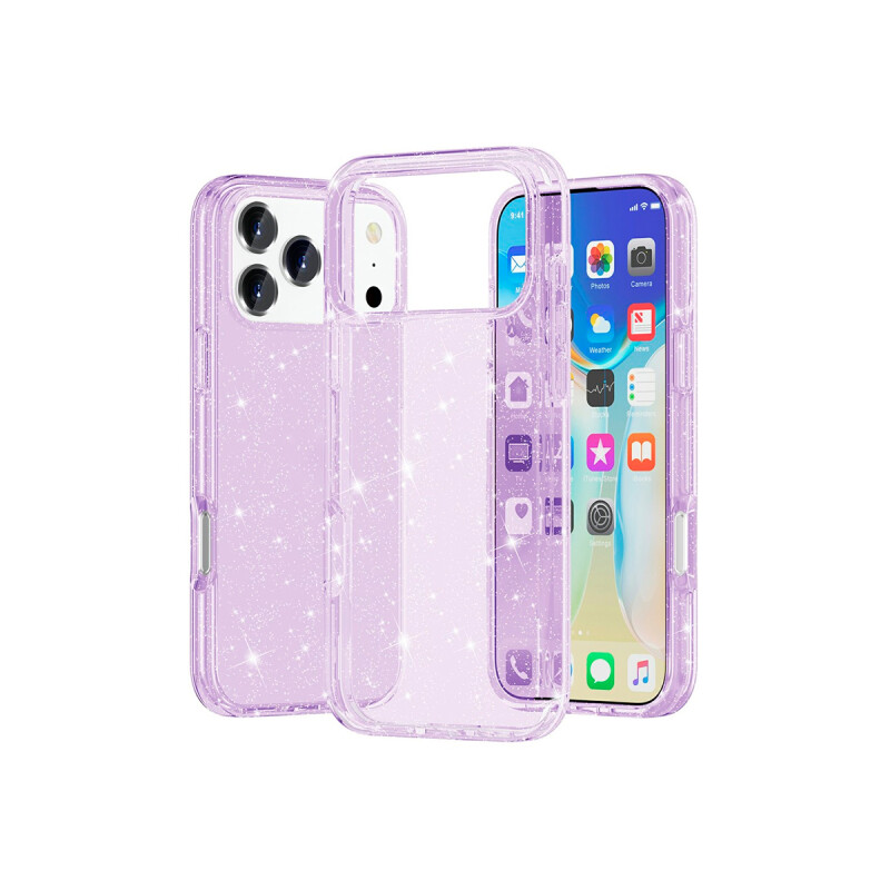 Protector para iPhone 17 Pro glitter color púrpura Protector Para Iphone 17 Pro Glitter Color Púrpura