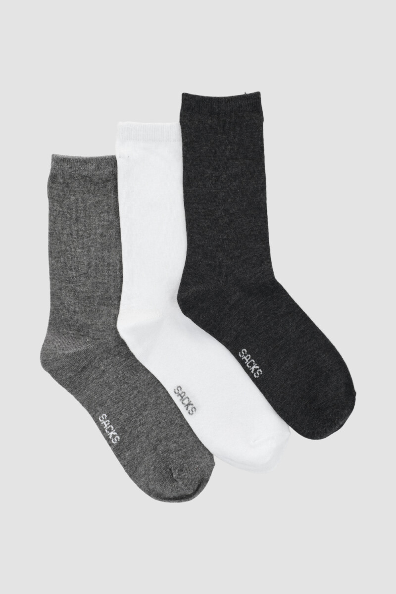 Pack de tres medias lisas. de algodón. en varios colores sur - Variante 46 