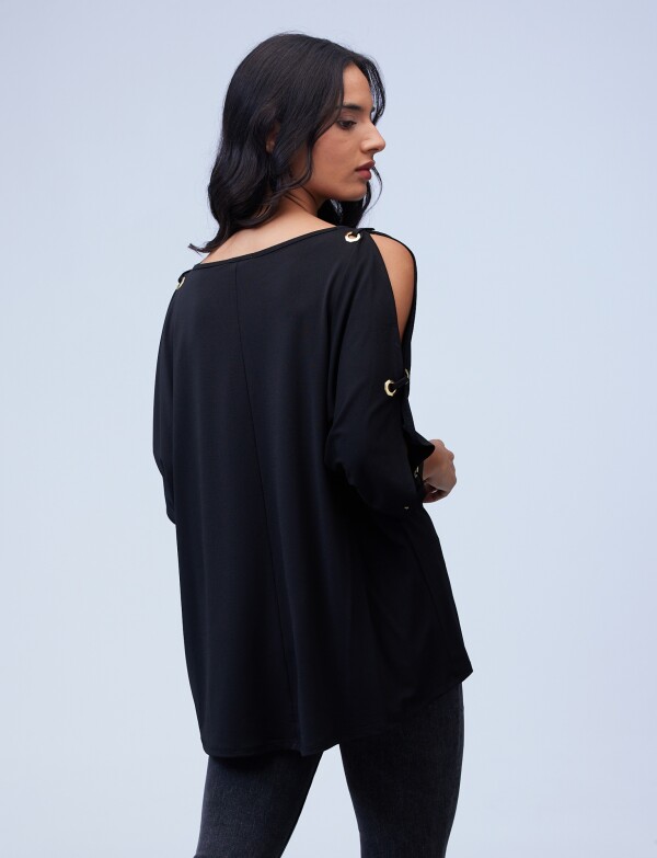 Blusa Oversize Manga Aros NEGRO