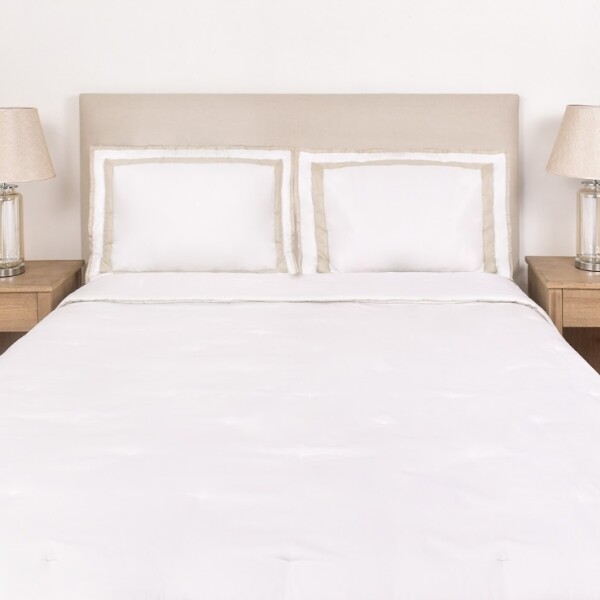 Edredón Finezza Color Block Blanco con Beige 290×250 cm