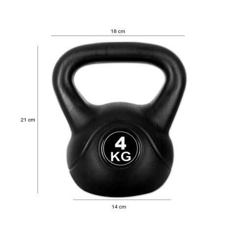 Pesa Rusa Kettlebell 4kg Recubierta Pvc Negro