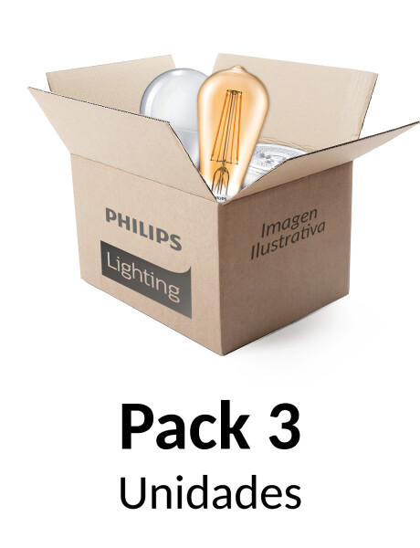 Pack 3 unidades lámparas LED Philips EcoHome Cálida 7W E27 Pack 3 unidades lámparas LED Philips EcoHome Cálida 7W E27
