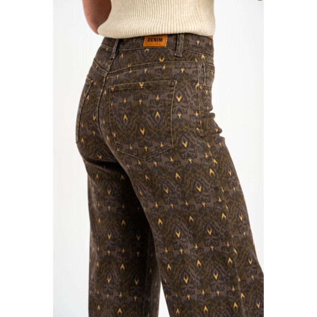 Jean Flared Wide Leg Print Chocolate