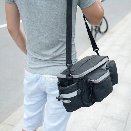 Bolso Con Alforjas Para Parrilla Bicicleta 2 En 1 Bolso Mano Negro
