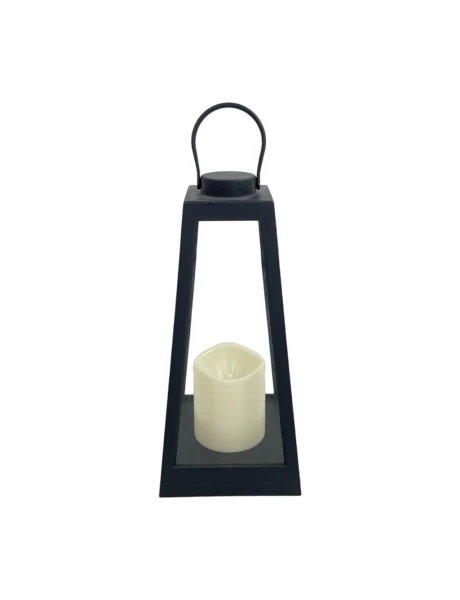 FAROL CON VELA LED 10x11X23CM PLASTICO NEGRO FAROL CON VELA LED 10x11X23CM PLASTICO NEGRO